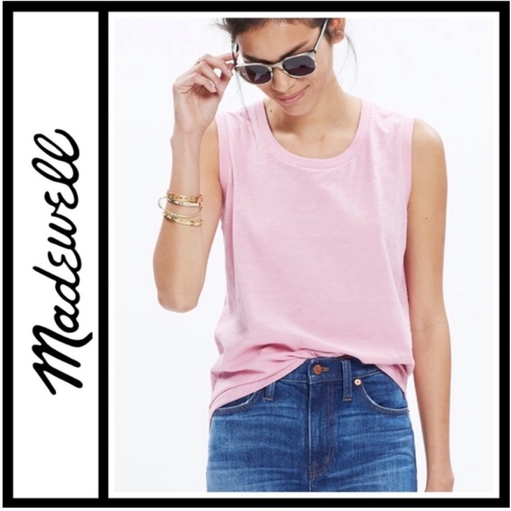 NWT Madewell Whisper Cotton Crewneck Muscle Tank in pink Size M